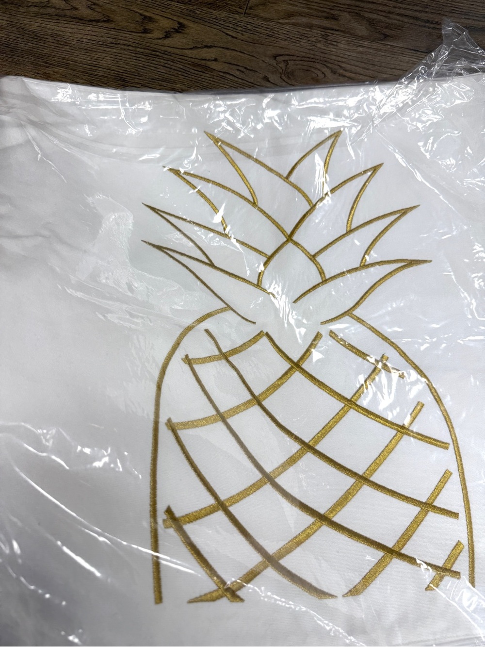 Golden Pineapple Embroidered Pillow Cover 20x20" - Picture 2 of 3